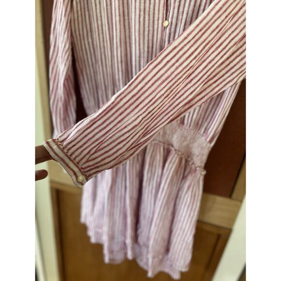 RAILS Jasmine Mini Dress Red White Rhone Stripe V Neck Linen Blend XL - Picture 6 of 15